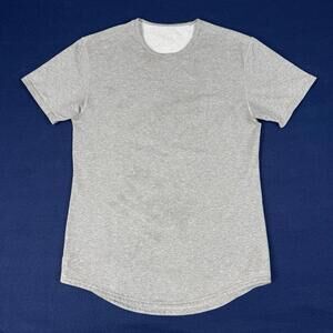 BYLT Men Premium Basics Crew Neck Short Sleeve T Shirt Gray Size M Drop Cut Hem